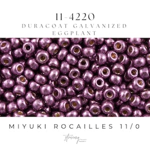 11-4220 Miyuki Seed Bead Round Rocailles 11/0 | Duracoat Galvanized Eggplant | 15g | Japanese Beads for Jewelry Making