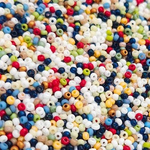 Americana Czech Glass Seed Beads Mix 15g Red White Blue for 4th of July Jewelry Making & Craft Supplies