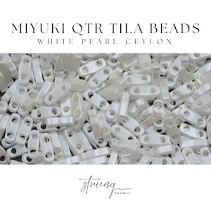 QTL0420, White Pearl Ceylon, Miyuki Quarter Tila Beads, 8 Grams, for Jewelry Making, Beadwork Supplies, Tila Bead Bracelets, Tile Beads