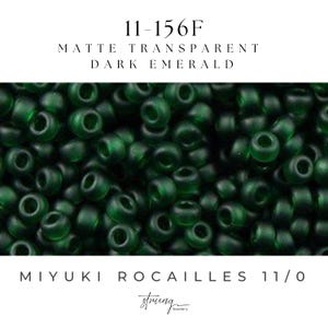 11-0156F Miyuki Seed Bead Round Rocailles 11/0 | Matte Transparent Dark Emerald  |15g | Japanese Beads for Jewelry Making