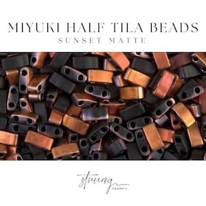 HTL4562, Sunset Matte, Miyuki Half Tila Beads, 8 Grams, for Jewelry Making, Beadwork Supplies, Tila Bead Bracelets, Tile Beads
