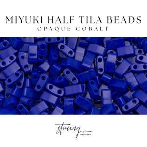 Miyuki Half Tila Beads Opaque Cobalt Glass Tile Beads HTL-0414 | Half | 8 Grams for Jewelry Making