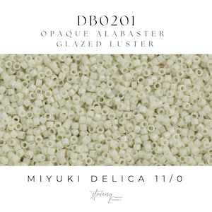 DB0201 Miyuki Delica Beads 11/0 Opaque Alabaster Glazed Luster, 8 grams, Jewelry Making, Bead Weaving, Embroidery, Peyote Stitch