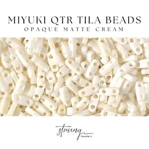 QTL2021, Opaque Matte Cream, Miyuki Quarter Tila Beads, 8 Grams, for Jewelry Making, Beadwork Supplies, Tila Bead Bracelets, Tile Beads