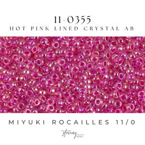 11-0355 Miyuki Seed Bead Round Rocailles 11/0 | Hot Pink Lined Crystal AB   | 15g | Japanese Beads for Jewelry Making