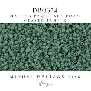 DB0374 Miyuki Delica Beads 11/0 Matte Opaque Sea Foam Glazed Luster, 8 grams, Jewelry Making, Bead Weaving, Embroidery, Peyote Stitch