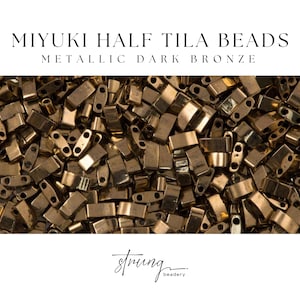 Miyuki Half Tila Beads Metallic Dark Bronze Glass Tile Beads HTL-0457 | Half | 8 Grams for Jewelry Making