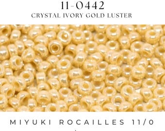 11-0442 Miyuki Seed Bead Round Rocailles 11/0 | Crystal Ivory Gold Luster | 15g | Japanese Beads for Jewelry Making