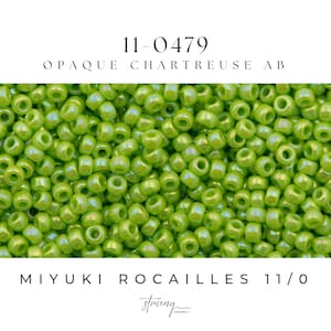 11-0479 Miyuki Seed Bead Round Rocailles 11/0 | Opaque Chartreuse AB |15g | Japanese Beads for Jewelry Making