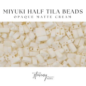 Miyuki Half Tila Beads Opaque Matte Cream Glass Tile Beads HTL-2021 | Half | 8 Grams for Jewelry Making