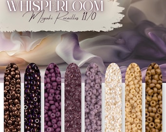 Mezcla de cuentas de rocalla Whisperloom/Miyuki Rocailles 11/0/8 colores - 9 g cada una/Cuentas redondas de vidrio japonés para bisutería y manualidades/Color malva