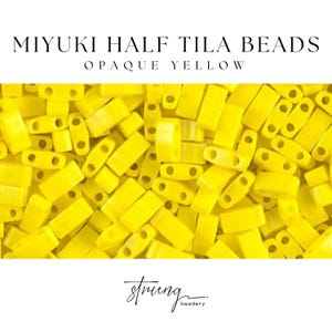 Miyuki Half Tila Beads Opaque Yellow Glass Tile Beads HTL-0404 | Half | 8 Grams for Jewelry Making