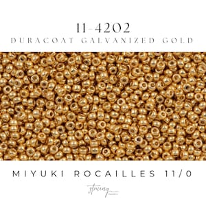 11-4202 Miyuki Seed Bead Round Rocailles 11/0 | Duracoat Galvanized Gold |15g | Japanese Beads for Jewelry Making