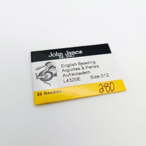 John James English ビーズ針 サイズ12 – 25本パック | L4320E デリカビーズ、シードビーズ、ルームワーク用細目ビーズ針