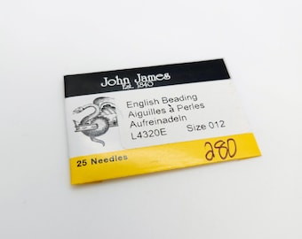 John James English ビーズ針 サイズ12 – 25本パック | L4320E デリカビーズ、シードビーズ、ルームワーク用細目ビーズ針