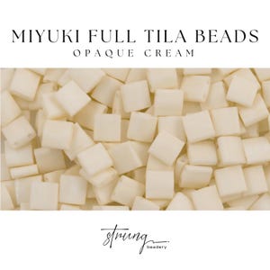 TL2021,  Opaque Cream Glass Tile Beads, 8 Grams Miyuki Tila Beads, for Jewelry Making, Beadwork Supplies, Tila Bead Bracelets, Tile Beads