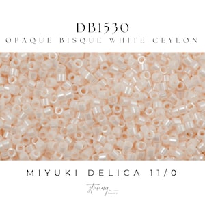 DB1530 Miyuki Delica Beads 11/0 Opaque Bisque White Ceylon, 8 grams,  Jewelry Making, Bead Weaving, Embroidery, Peyote Stitch, Brick Stitch