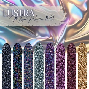 Lustra | Miyuki Rocailles Seed Beads Set 11/0 | 8 Colors - 9g Each | Japanese Round Beads for Jewelry Making & Crafts | Iridescent Beads