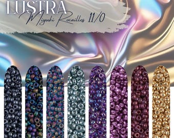 Juego de cuentas de rocalla Lustra/Miyuki 11/0, 8 colores, 9 g cada una, redondas japonesas para bisutería y manualidades, iridiscentes.