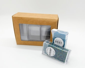 Clear Bead Storage Boxes Flip-Top Box – 10 Pack | Plastic Seed Bead Containers with Lids & Labels | 8g Capacity | 55mm x 15mm (1x2inch)