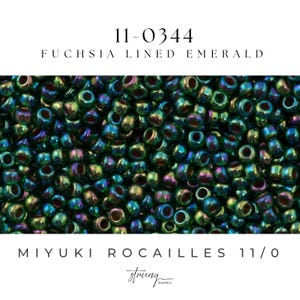 11-0344 Miyuki Seed Bead Round Rocailles 11/0 | Lined Green AB   | 15g | Japanese Beads for Jewelry Making