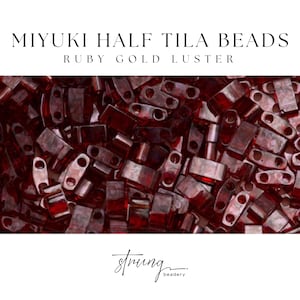 Miyuki Half Tila Beads Ruby Gold Luster Glass Tile Beads HTL-0304 | Half | 8 Grams for Jewelry Making