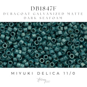 DB1847F Miyuki Delica Beads 11/0 Duracoat Galvanized Matte Dark Seafoam, 8 grams, Jewelry Making, Bead Weaving, Embroidery, Peyote Stitch