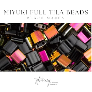 TL4560,  Black Marea Tile Beads, 8 Grams Miyuki Tila Beads, for Jewelry Making, Beadwork Supplies, Tila Bead Bracelets, Tile Beads