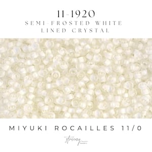 11-1920 Miyuki Seed Bead Round Rocailles 11/0 | Semi-Frosted White Lined Crystal |15g | Japanese Beads for Jewelry Making