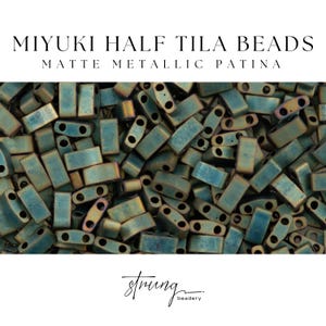 HTL2008, Matte Metallic Patina, Miyuki Half Tila Beads, 8 Grams, for Jewelry Making, Beadwork Supplies, Tila Bead Bracelets, Tile Beads