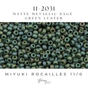 11-2031 Miyuki-rocailles ronde rocailles 11/0 | Mat metallic saliegroene glans |15 g | Japanse kralen voor het maken van sieraden
