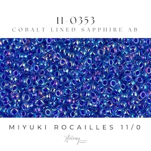 11-0353 Miyuki Seed Bead Round Rocailles 11/0 | Cobalt Lined Sapphire AB   | 15g | Japanese Beads for Jewelry Making