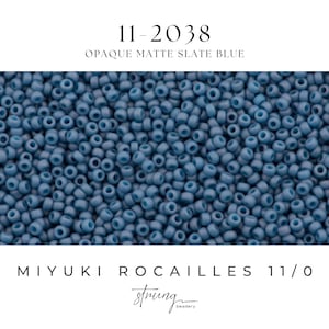 11-2038 Miyuki Seed Bead Round Rocailles 11/0 | Matte Opaque LIght Denim | 1&quot;x2&quot; Flip Top Container ∼15g