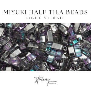 HTL4574, Light Vitrail, Miyuki Half Tila Beads, 8 Grams, for Jewelry Making, Beadwork Supplies, Tila Bead Bracelets, Tile Beads
