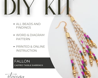 DIY Earring Kit | FALLON Tassel Earrings | Miyuki Rocaille Seed Beads | Jewelry Making Kit + Printed Tutorial