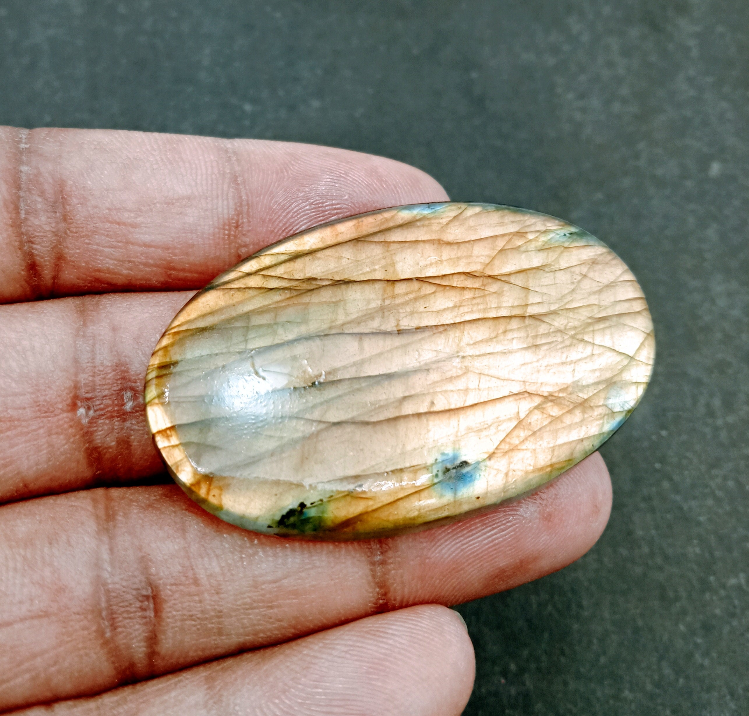 36x56x7.5 mm Code MW5564 Supreme Natural A-One Quality Multi Labradorite Oval Cabochon Gemstone For Making A Beautiful Pendant