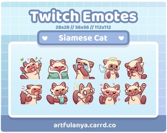 Siamese Cat Emotes | 10 Cute Kitty Emotes for your Twitch stream or Discord