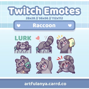 Raccoon Emotes / 6 Trash Pandas Emotes para tu transmisión de Twitch o Discord