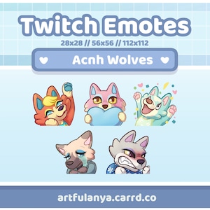 ACNH Wolf Villager Emotes | 5 Animal corssing neighbor emotes for your Twitch stream or Discord!