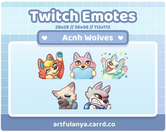 ACNH Wolf Villager Emotes | 5 Animal corssing neighbor emotes for your Twitch stream or Discord!