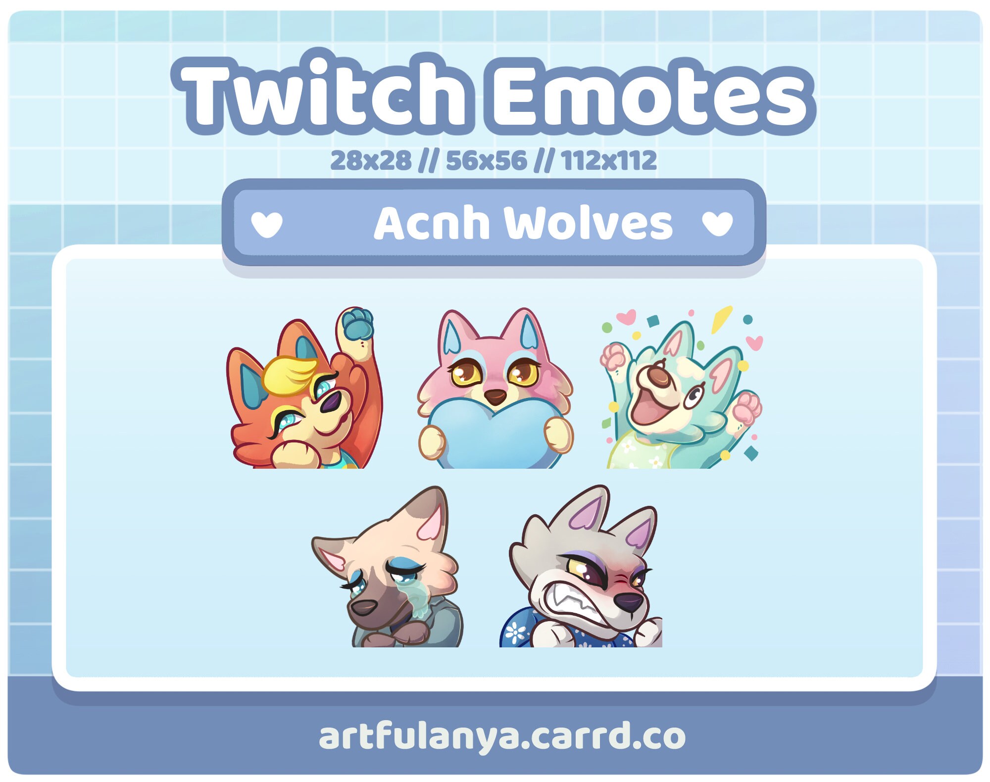 ACNH Wolf Villager Emotes 5 Animal Corssing Neighbor Emotes for Your Twitch Stream or Discord Etsy