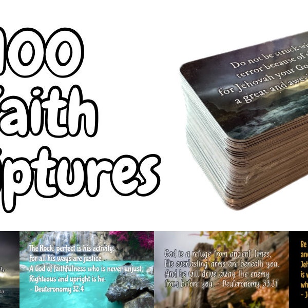 100 Count Faith-Strengthening Scripture Cards for Go Bag, Bookmark, Memorizing, Gifting, Sharing - Professionally Printed