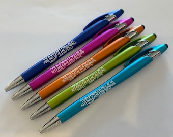 Set of 5 Bright and Cheerful Stylus Pens with Scripture Reminder to Keep Calm and Show Trust Isaiah 30:15 JW