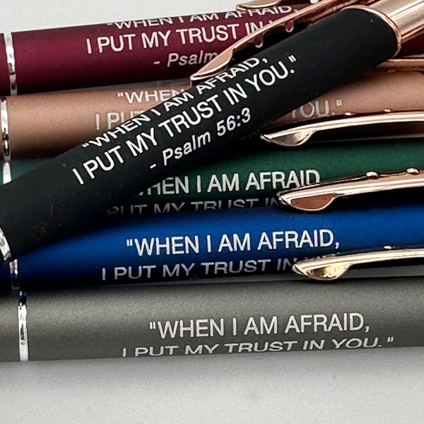 2024 JW Year Text: “When I Am Afraid…” Year Text Metal Rose Gold Trimmed, Laser-Engraved Gel Pen Blue or Black Ink