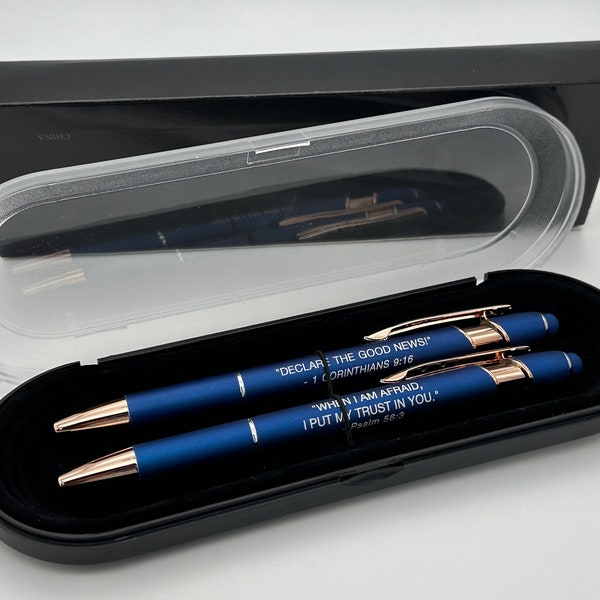 2024 “Declare the Good News” Regional Convention  Theme & 2024 Year Text 2-Pen Set in Gift Box - Rose Gold Trimmed, Laser-Engraved Gel Ink