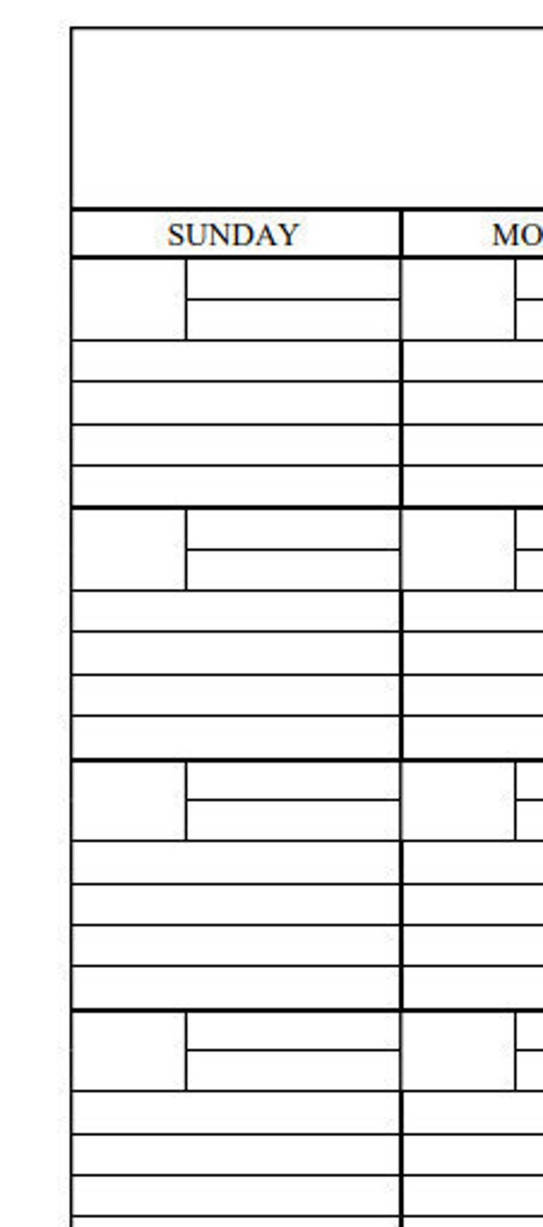 Blank Undated Calendar With Lines Digital Download Etsy Blank Undated Calendar With Lines Digital Download Etsy