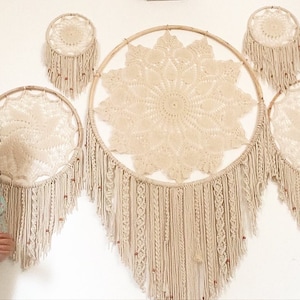 Extra large dreamcatchers, boho bed head wallhanging,Large hoop dreamcatchers,large wallhanging dreamcatcher set, baby bedroom decor,