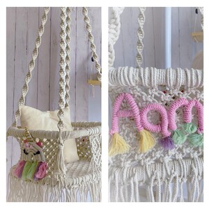 Personalised baby swing, hanging chair for baby, macrame baby swing, playroom furniture,gift for baby, baby hammock,unicorn swing