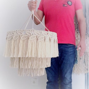 Extra large boho Chandelier,Boho fringe light,boho chandelier,Christmas decor ,Tassel chandelier,boho light,macrame lampshade