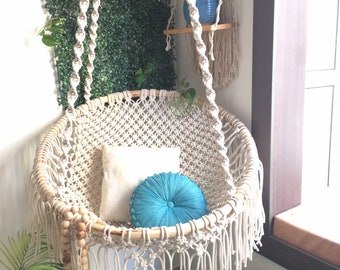 Hanging Chair,swing chair,macrame hanging chair, indoor swing, hammock chair, reading chair, Adult swing chair